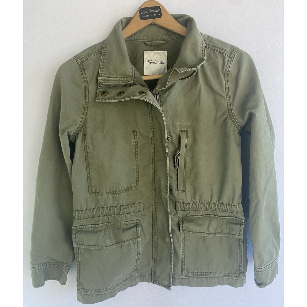 Madewell Utility Jacket Full Zip Army Green Pockets Womens Small‎